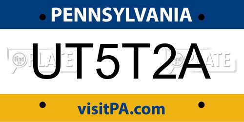 UT5T2A Pennsylvania License Plate