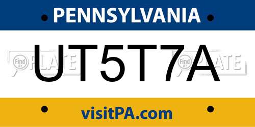 UT5T7A Pennsylvania License Plate