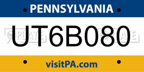 UT6B080 Pennsylvania License Plate