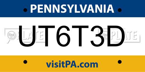UT6T3D Pennsylvania License Plate