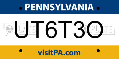 UT6T3O Pennsylvania License Plate