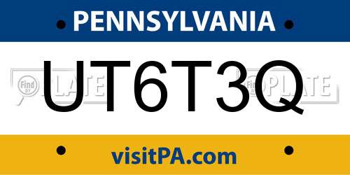 UT6T3Q Pennsylvania License Plate