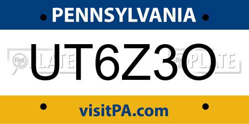UT6Z3O Pennsylvania License Plate