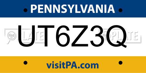 UT6Z3Q Pennsylvania License Plate