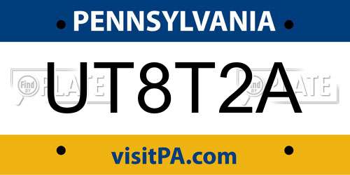 UT8T2A Pennsylvania License Plate