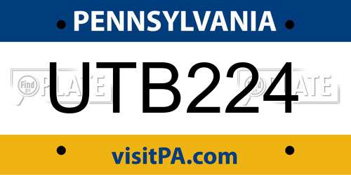 UTB224 Pennsylvania License Plate