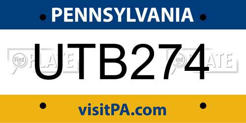 UTB274 Pennsylvania License Plate