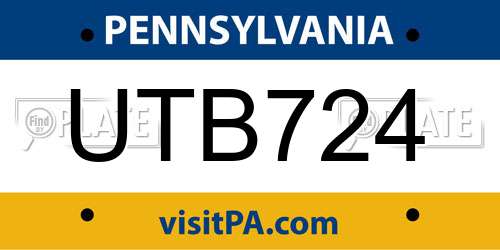 UTB724 Pennsylvania License Plate