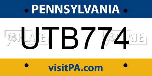 UTB774 Pennsylvania License Plate