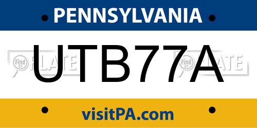 UTB77A Pennsylvania License Plate