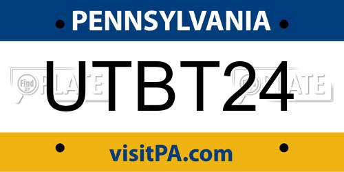 UTBT24 Pennsylvania License Plate