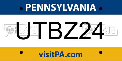 UTBZ24 Pennsylvania License Plate