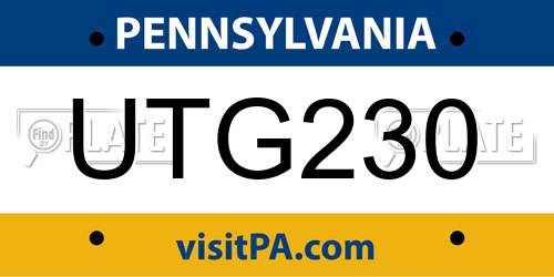 UTG230 Pennsylvania License Plate