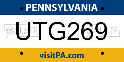 UTG269 Pennsylvania License Plate