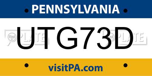 UTG73D Pennsylvania License Plate