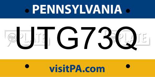 UTG73Q Pennsylvania License Plate