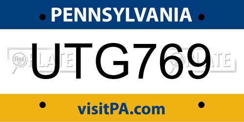 UTG769 Pennsylvania License Plate