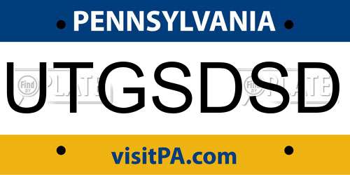 UTGSDSD Pennsylvania License Plate