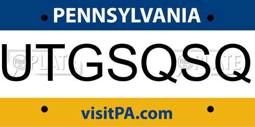 UTGSQSQ Pennsylvania License Plate