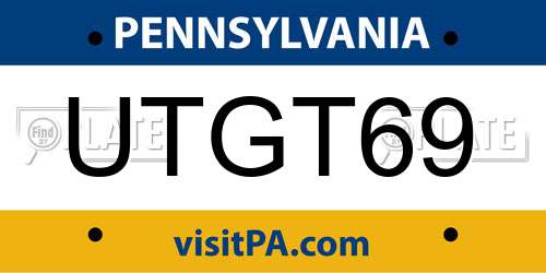 UTGT69 Pennsylvania License Plate