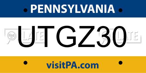 UTGZ30 Pennsylvania License Plate