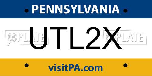 UTL2X Pennsylvania License Plate