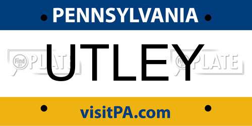 UTLEY Pennsylvania License Plate