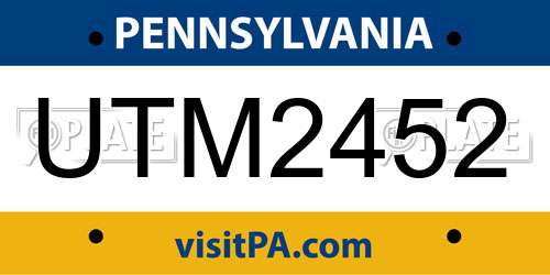 UTM2452 Pennsylvania License Plate
