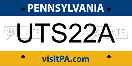 UTS22A Pennsylvania License Plate