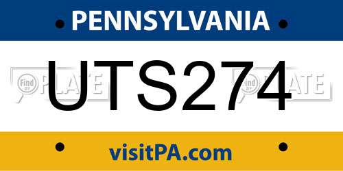 UTS274 Pennsylvania License Plate