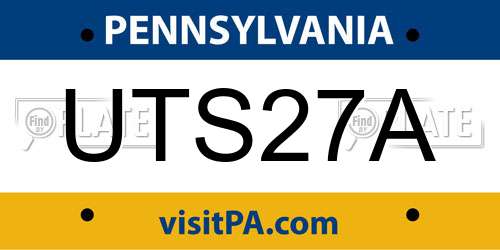UTS27A Pennsylvania License Plate