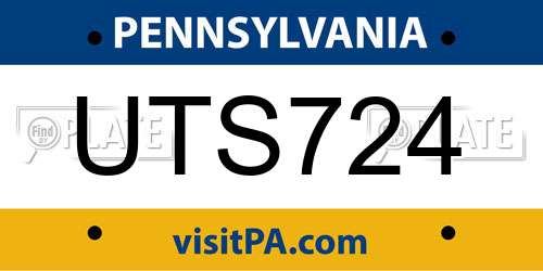 UTS724 Pennsylvania License Plate