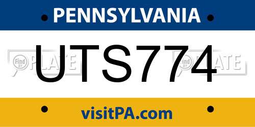 UTS774 Pennsylvania License Plate