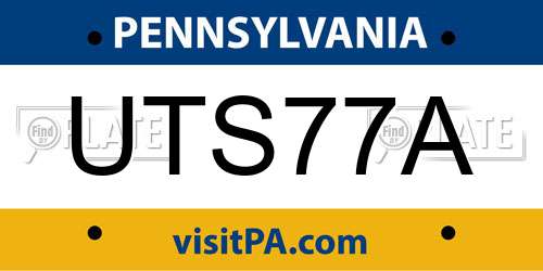 UTS77A Pennsylvania License Plate