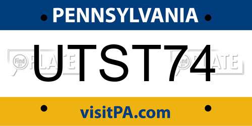 UTST74 Pennsylvania License Plate