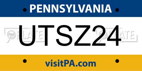 UTSZ24 Pennsylvania License Plate