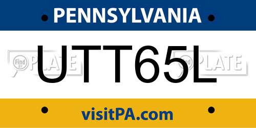 UTT65L Pennsylvania License Plate