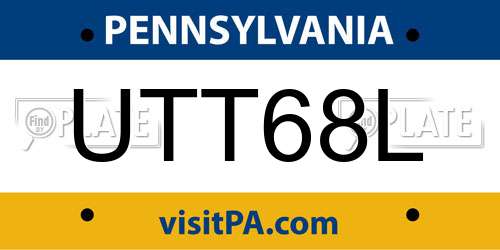 UTT68L Pennsylvania License Plate