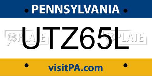 UTZ65L Pennsylvania License Plate