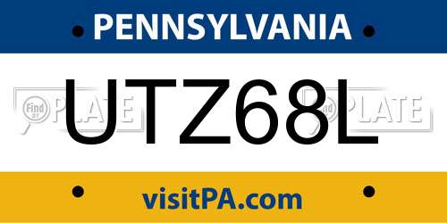 UTZ68L Pennsylvania License Plate