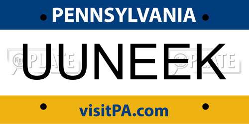 UUNEEK Pennsylvania License Plate