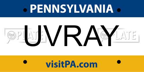 UVRAY Pennsylvania License Plate