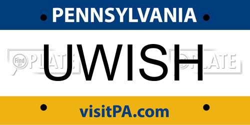 UWISH Pennsylvania License Plate