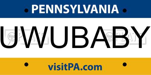 UWUBABY Pennsylvania License Plate