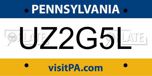 UZ2G5L Pennsylvania License Plate