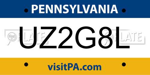 UZ2G8L Pennsylvania License Plate