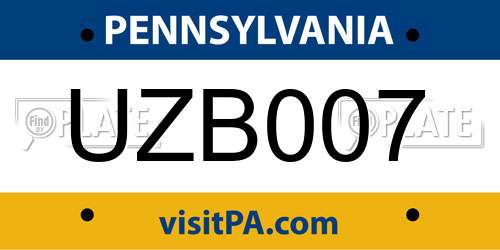 UZB007 Pennsylvania License Plate