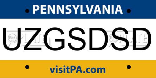 UZGSDSD Pennsylvania License Plate