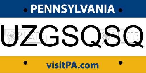 UZGSQSQ Pennsylvania License Plate