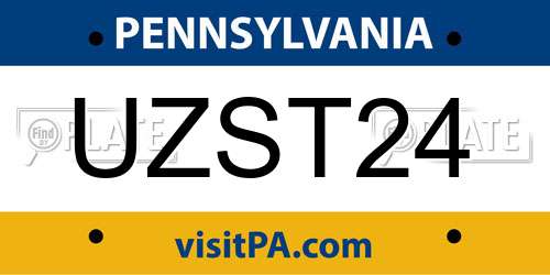 UZST24 Pennsylvania License Plate